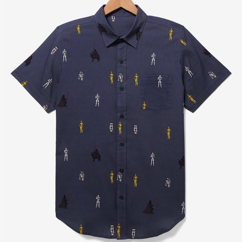 Unisex Star Wars Characters Allover Print Woven Button Up Top Boxlunch Exclusive